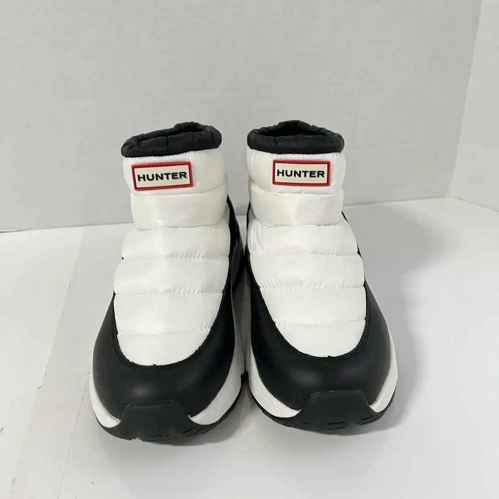 Hunter Women's Annes Waterproof Insulated Snow Booties Size 9 White Black NEW